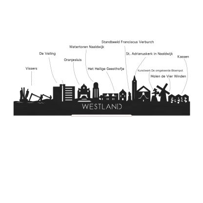 Skyline Borrelplank Westland houten cadeau decoratie relatiegeschenk van WoodWideCities