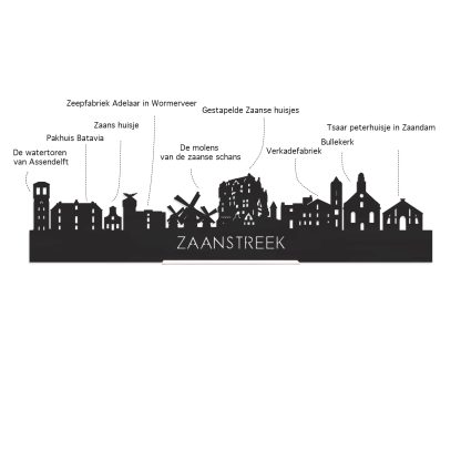 Skyline Borrelplank Zaanstreek houten cadeau decoratie relatiegeschenk van WoodWideCities