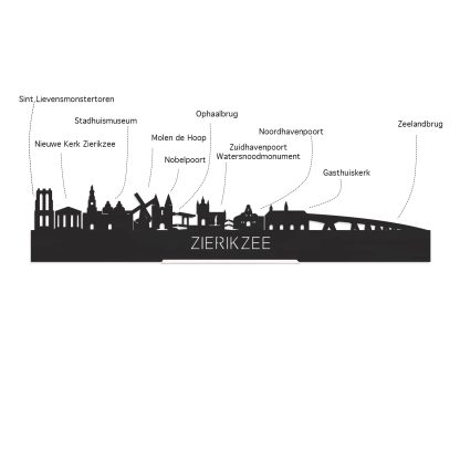 Skyline Borrelplank Zierikzee houten cadeau decoratie relatiegeschenk van WoodWideCities