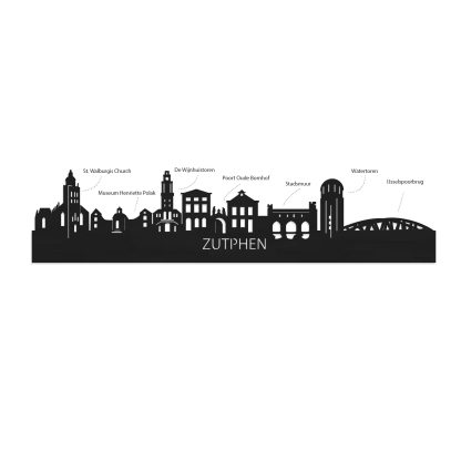 Skyline Borrelplank Zutphen houten cadeau decoratie relatiegeschenk van WoodWideCities