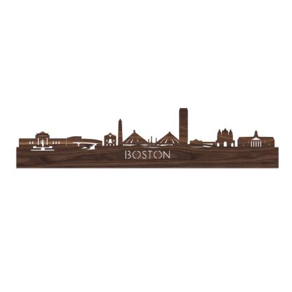 Skyline Boston Noten houten cadeau decoratie relatiegeschenk van WoodWideCities