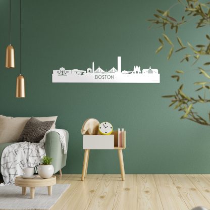 Skyline Boston Wit glanzend gerecycled kunststof cadeau decoratie relatiegeschenk van WoodWideCities