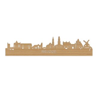 Skyline Brugge Bamboe houten cadeau decoratie relatiegeschenk van WoodWideCities