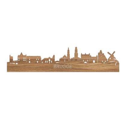 Skyline Brugge Eiken houten cadeau decoratie relatiegeschenk van WoodWideCities