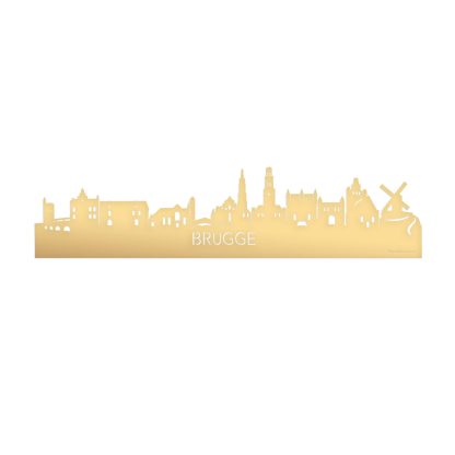 Skyline Brugge Metallic Goud gerecycled kunststof cadeau decoratie relatiegeschenk van WoodWideCities