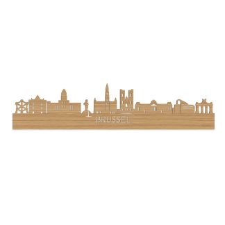 Skyline Brussel Bamboe houten cadeau decoratie relatiegeschenk van WoodWideCities