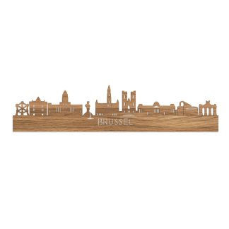 Skyline Brussel Eiken houten cadeau decoratie relatiegeschenk van WoodWideCities