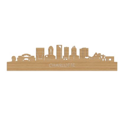 Skyline Charlotte Bamboe houten cadeau decoratie relatiegeschenk van WoodWideCities