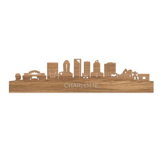 Skyline Charlotte Eiken houten cadeau decoratie relatiegeschenk van WoodWideCities