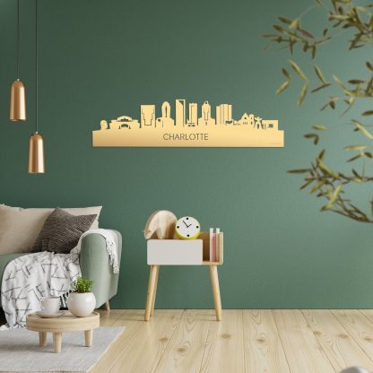 Skyline Charlotte Metallic Goud gerecycled kunststof cadeau decoratie relatiegeschenk van WoodWideCities