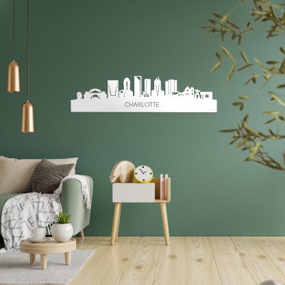 Skyline Charlotte Wit glanzend gerecycled kunststof cadeau decoratie relatiegeschenk van WoodWideCities