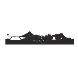 Skyline Curaçao Black houten cadeau decoratie relatiegeschenk van WoodWideCities