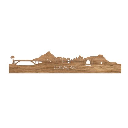 Skyline Curaçao Eiken houten cadeau decoratie relatiegeschenk van WoodWideCities