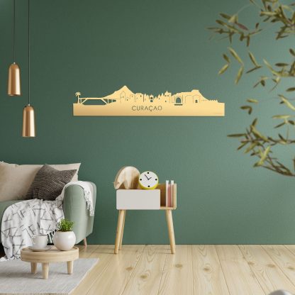 Skyline Curaçao Metallic Goud gerecycled kunststof cadeau decoratie relatiegeschenk van WoodWideCities