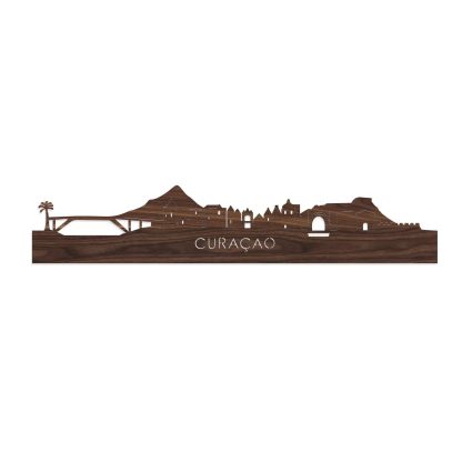 Skyline Curaçao Noten houten cadeau decoratie relatiegeschenk van WoodWideCities