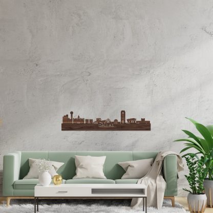 Skyline Dallas Noten houten cadeau decoratie relatiegeschenk van WoodWideCities