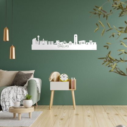 Skyline Dallas Wit glanzend gerecycled kunststof cadeau decoratie relatiegeschenk van WoodWideCities