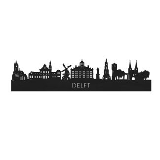 Skyline Delft Zwart houten cadeau decoratie relatiegeschenk van WoodWideCities