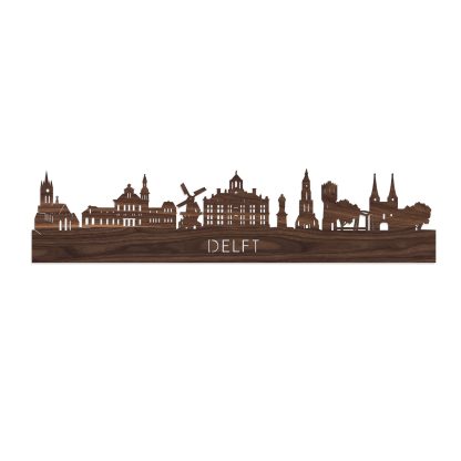 Skyline Delft Noten houten cadeau decoratie relatiegeschenk van WoodWideCities