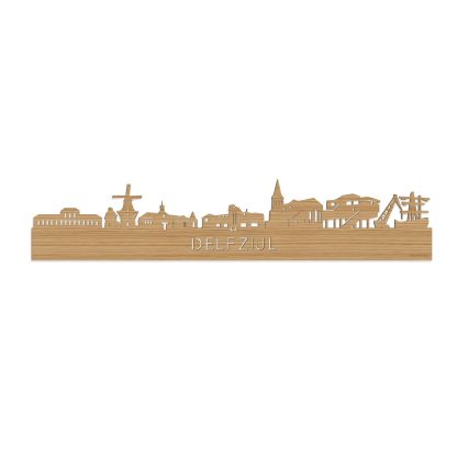 Skyline Delfzijl Bamboe 80 cm Zonder verlichting  houten cadeau decoratie relatiegeschenk van WoodWideCities