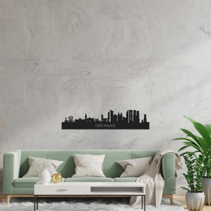 Skyline Den Haag Black houten cadeau decoratie relatiegeschenk van WoodWideCities