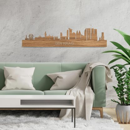 Skyline Den Haag Eiken houten cadeau decoratie relatiegeschenk van WoodWideCities