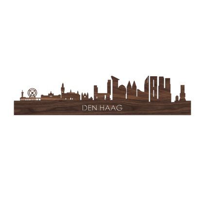 Skyline Den Haag Noten houten cadeau decoratie relatiegeschenk van WoodWideCities