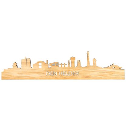 Skyline Den Helder Eiken houten cadeau decoratie relatiegeschenk van WoodWideCities