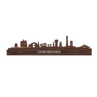 Skyline Den Helder Noten 80 cm Zonder verlichting  houten cadeau decoratie relatiegeschenk van WoodWideCities