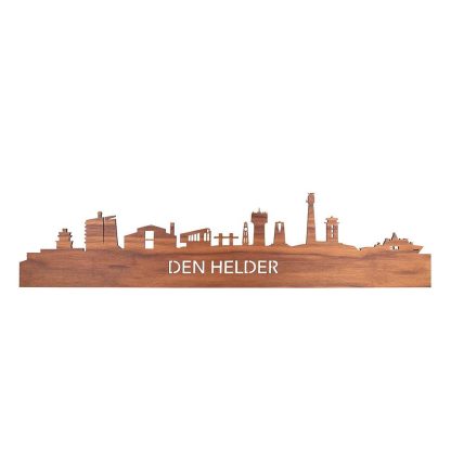 Skyline Den Helder Noten houten cadeau decoratie relatiegeschenk van WoodWideCities