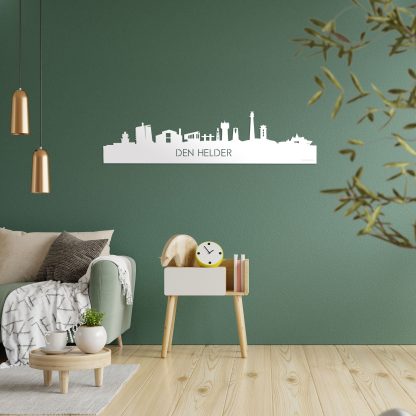 Skyline Den Helder Wit glanzend gerecycled kunststof cadeau decoratie relatiegeschenk van WoodWideCities