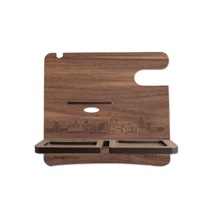 Skyline Desk Organizer Aalst houten cadeau decoratie relatiegeschenk van WoodWideCities