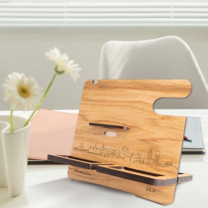 Skyline Desk Organizer Aalst houten cadeau decoratie relatiegeschenk van WoodWideCities