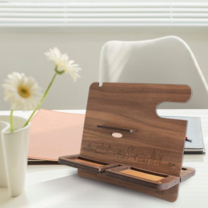 Skyline Desk Organizer Aalst houten cadeau decoratie relatiegeschenk van WoodWideCities