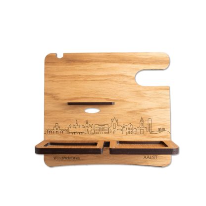 Skyline Desk Organizer Aalst houten cadeau decoratie relatiegeschenk van WoodWideCities