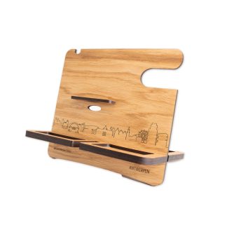 Skyline Desk Organizer Antwerpen Eiken houten cadeau decoratie relatiegeschenk van WoodWideCities