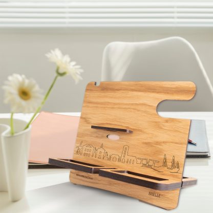 Skyline Desk Organizer Brielle houten cadeau decoratie relatiegeschenk van WoodWideCities