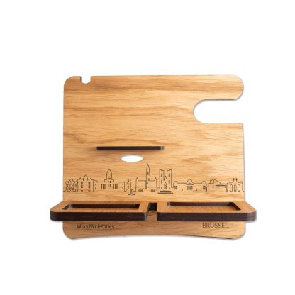 Skyline Desk Organizer Brussel houten cadeau decoratie relatiegeschenk van WoodWideCities