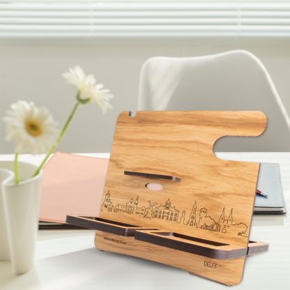 Skyline Desk Organizer Delft houten cadeau decoratie relatiegeschenk van WoodWideCities