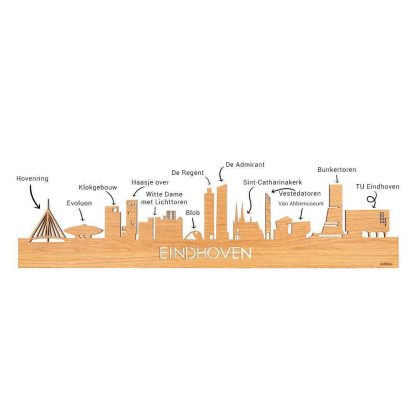 Skyline Desk Organizer Eindhoven houten cadeau decoratie relatiegeschenk van WoodWideCities