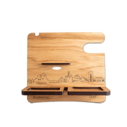 Skyline Desk Organizer Gent houten cadeau decoratie relatiegeschenk van WoodWideCities