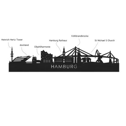 Skyline Desk Organizer Hamburg houten cadeau decoratie relatiegeschenk van WoodWideCities