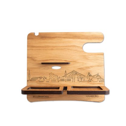 Skyline Desk Organizer Hamburg houten cadeau decoratie relatiegeschenk van WoodWideCities