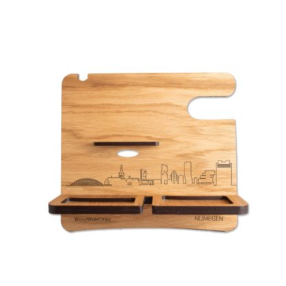 Skyline Desk Organizer Nijmegen houten cadeau decoratie relatiegeschenk van WoodWideCities