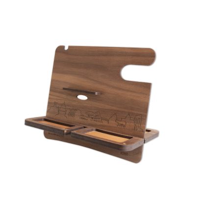 Skyline Desk Organizer Rome Noten houten cadeau decoratie relatiegeschenk van WoodWideCities