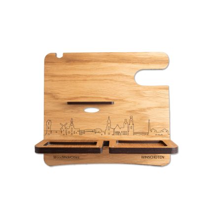 Skyline Desk Organizer Winschoten houten cadeau decoratie relatiegeschenk van WoodWideCities