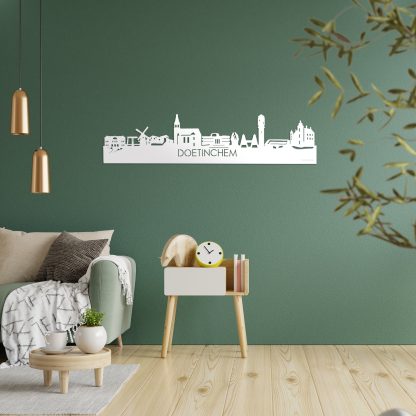 Skyline Doetinchem Wit glanzend gerecycled kunststof cadeau decoratie relatiegeschenk van WoodWideCities