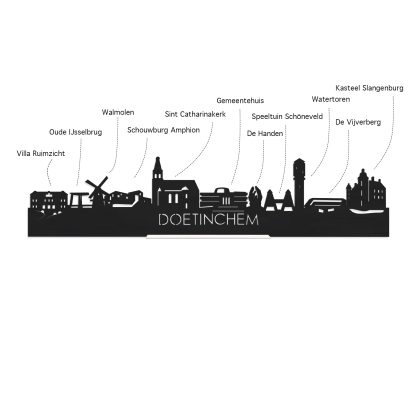 Skyline Doetinchem Wit glanzend gerecycled kunststof cadeau decoratie relatiegeschenk van WoodWideCities