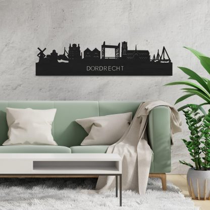 Skyline Dordrecht Black houten cadeau decoratie relatiegeschenk van WoodWideCities