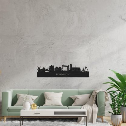 Skyline Dordrecht Black houten cadeau decoratie relatiegeschenk van WoodWideCities